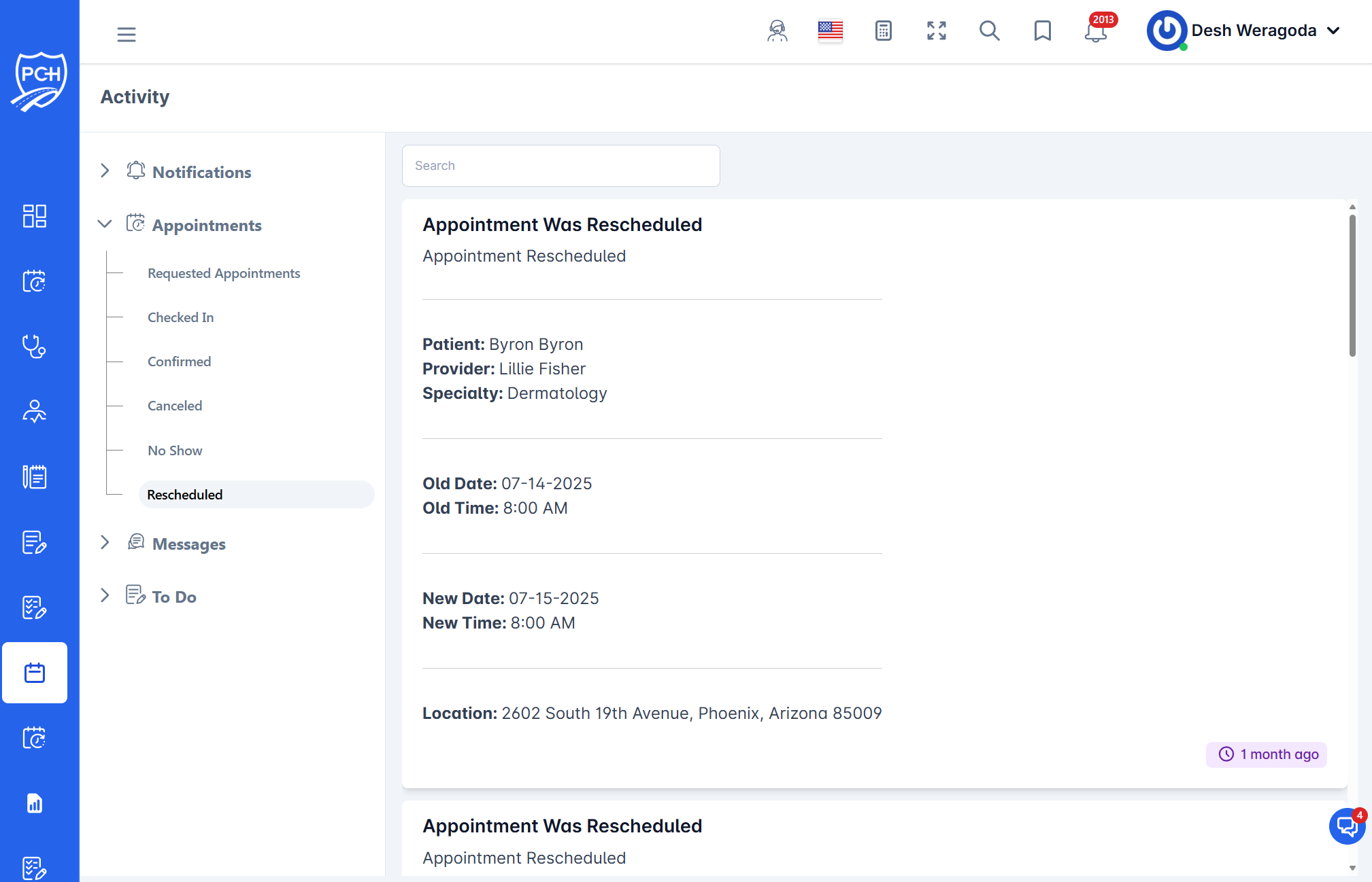 Appointment Rescheduled