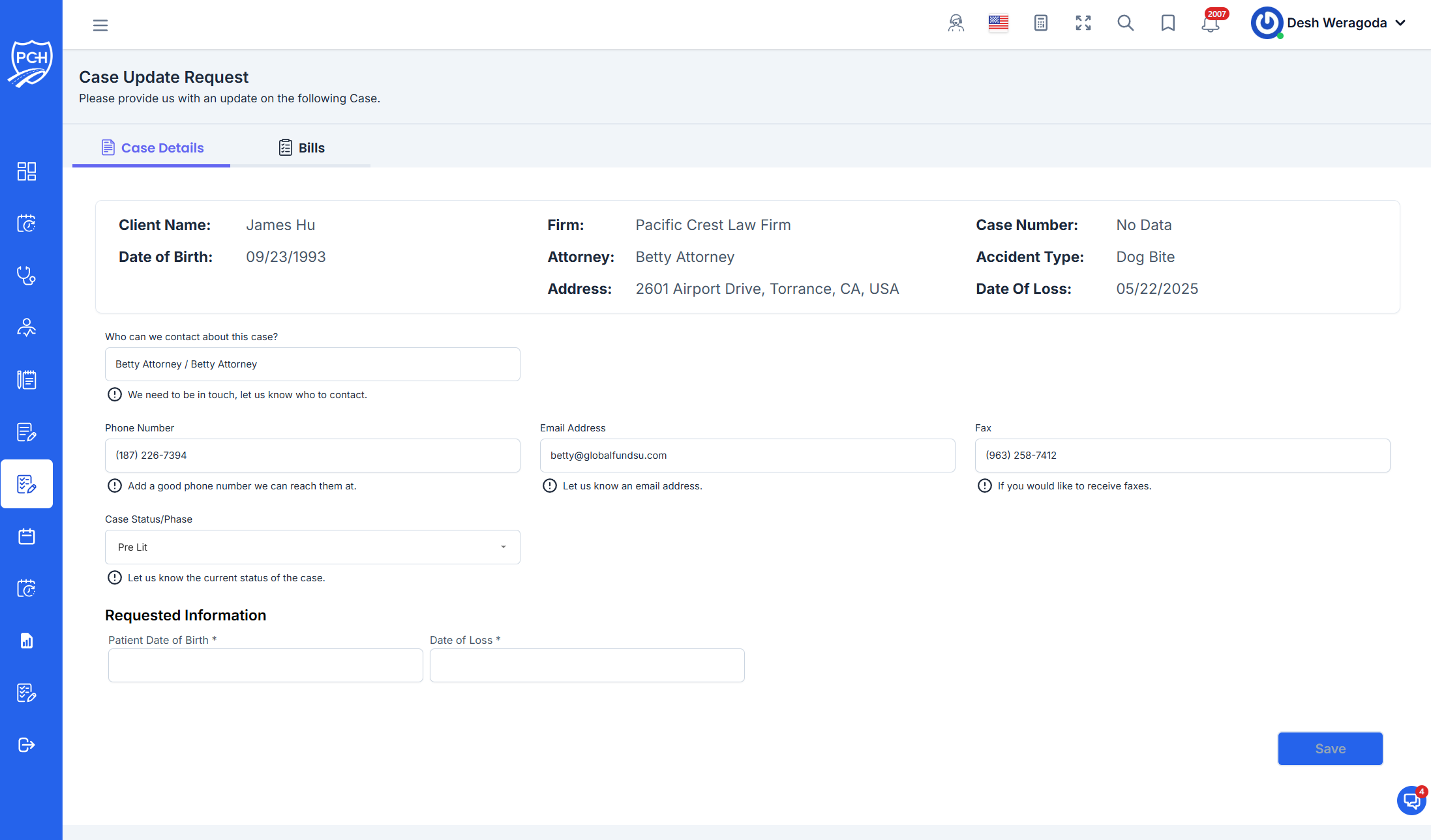 Case Status Request Details