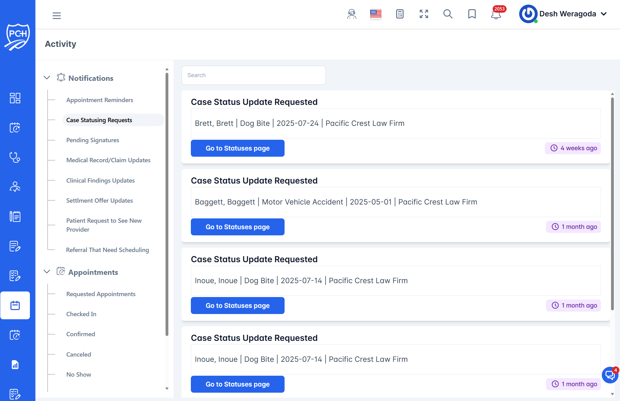 Case Statusing Requests