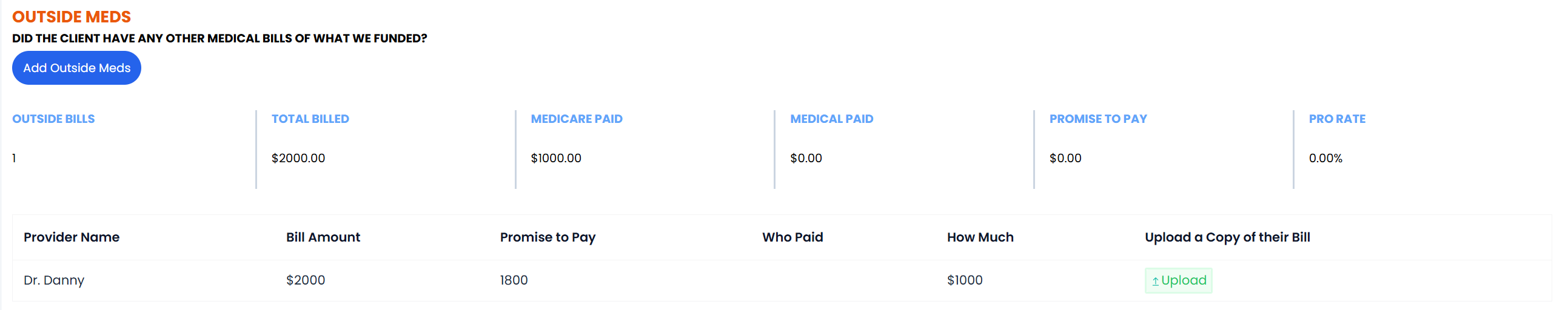 Outside Medical Bills